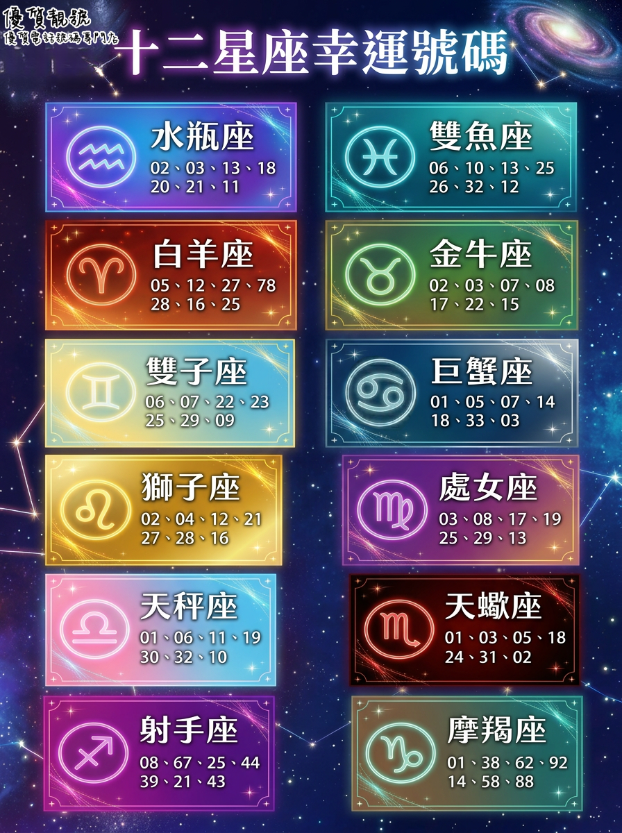 十二星座專屬幸運數字命中註定嘅小好運