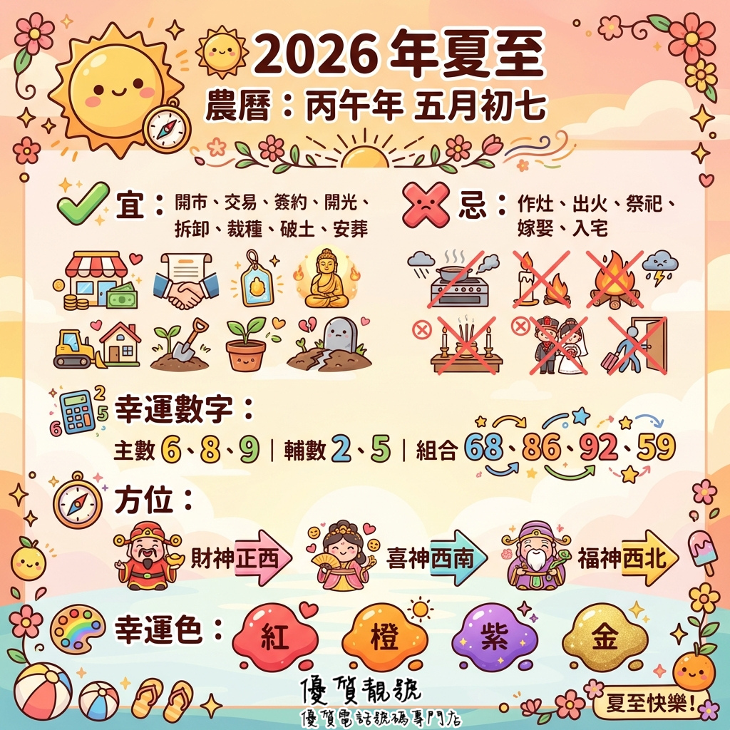 2026_夏至好運指南|6_月_21_日西曆:2026.06.21(日)|農曆:丙午年