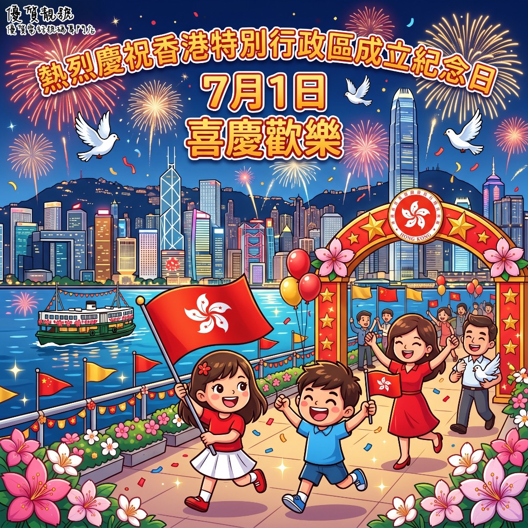 七月一日，同賀香港回歸紀念日