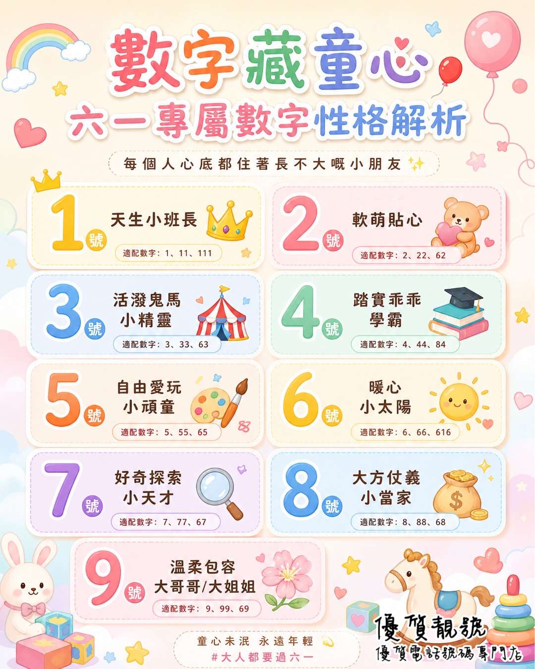 六一專屬數字性格解析