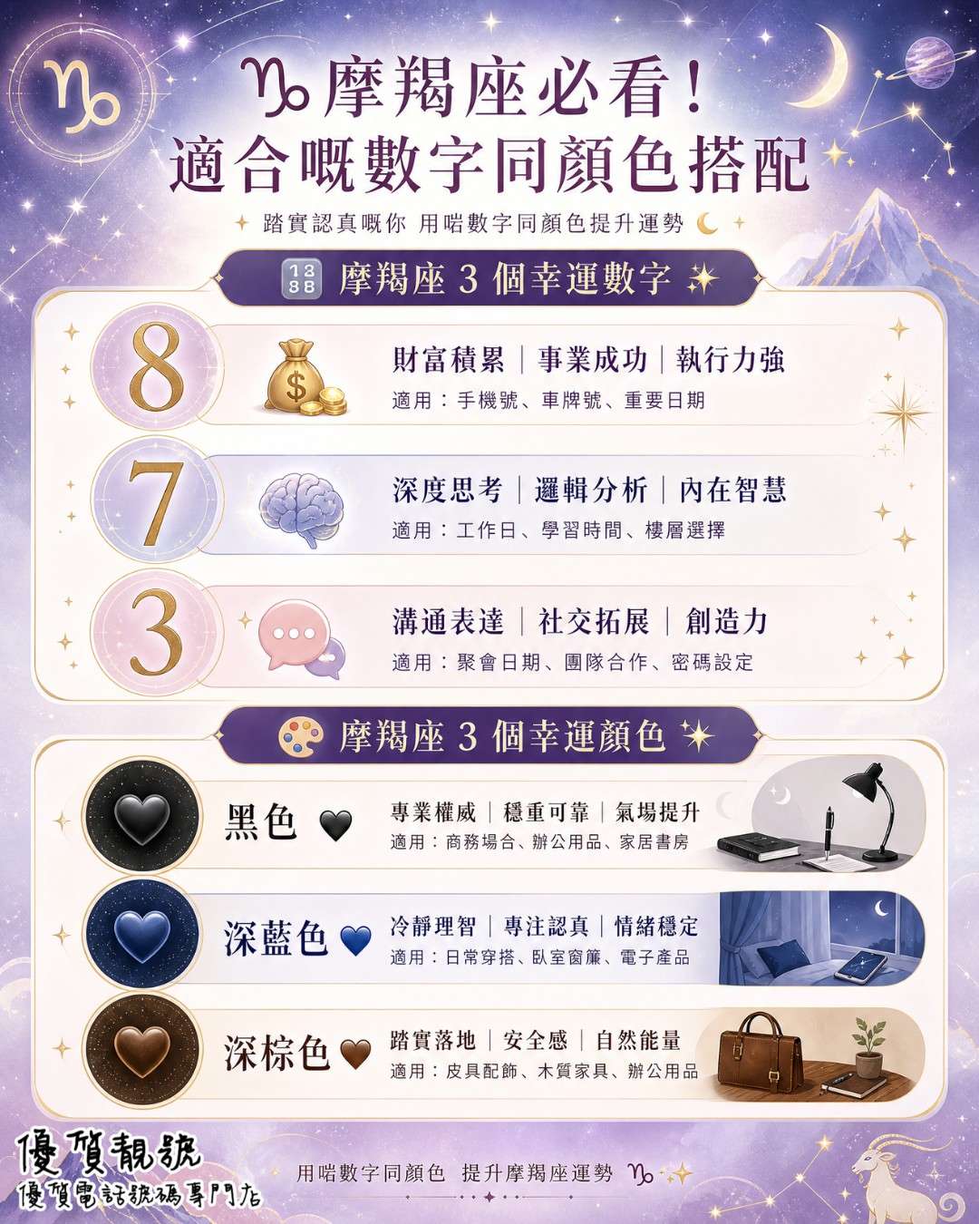 摩羯座必看！適合嘅數字同顏色搭配