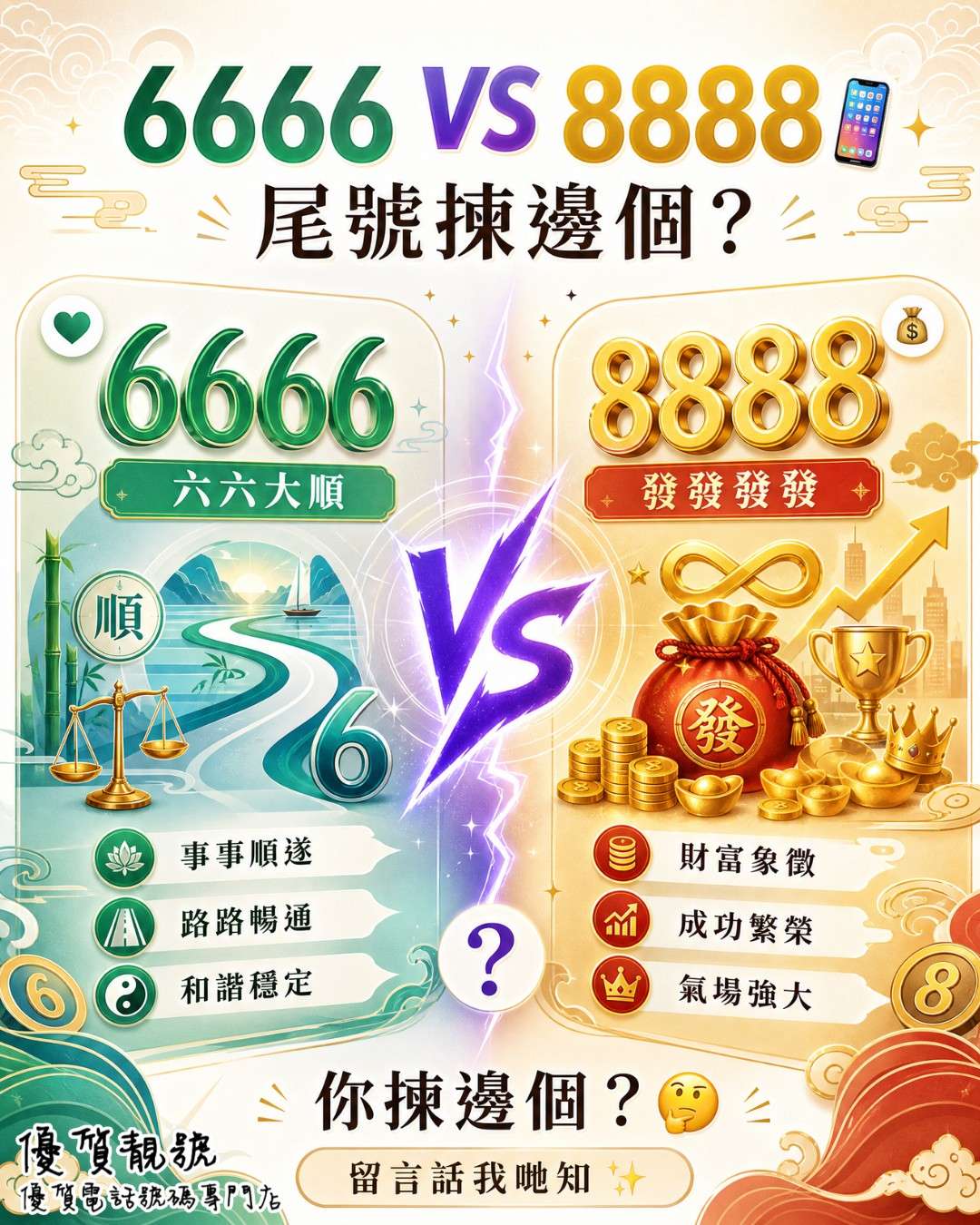 6666_VS_8888_尾號揀邊個