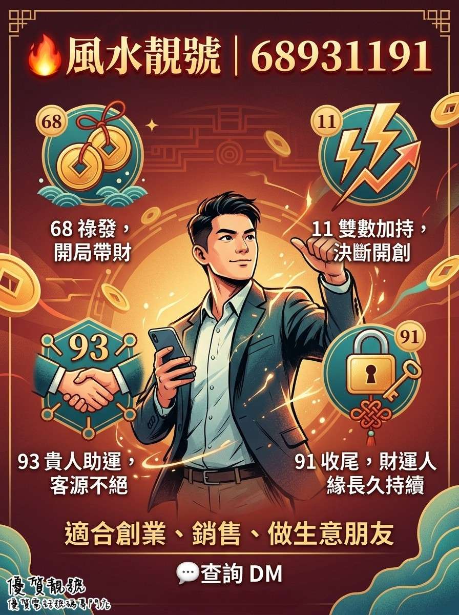 風水靚號|68931191_祿發開創,財運長久