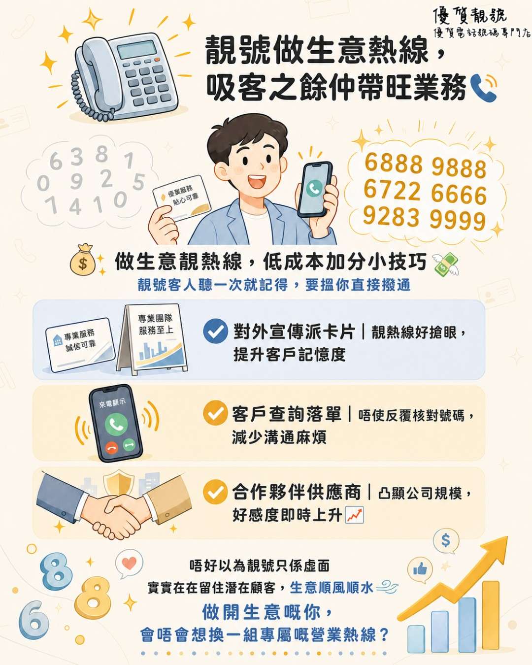 靚號做生意熱線,吸客之餘仲帶旺業務