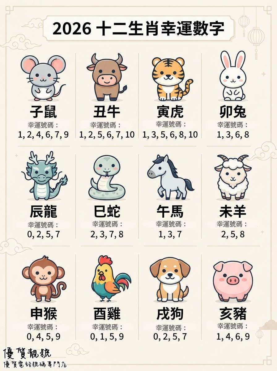 2026_十二生肖幸運數字|日常實用