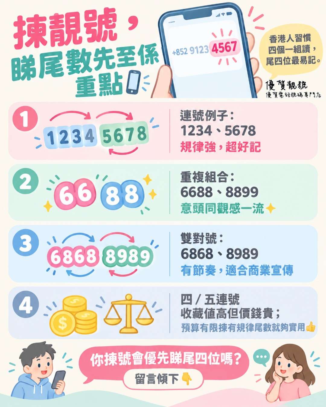 揀靚號，睇尾四位先最實際